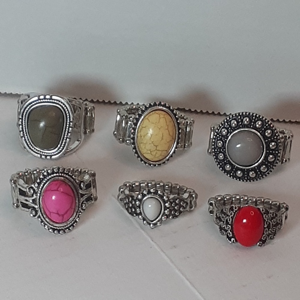 Paparazzi Silver Rings with Red, Pink, Yellow, and White Stones
